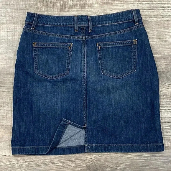 LL Bean Favorite Fit Denim Skirt Size 10 Petite Casual Work Preppy - Picture 3 of 11